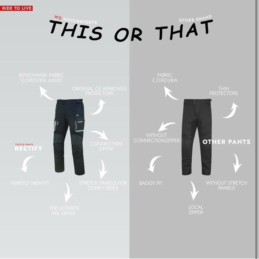 WD Motorcycle Pants All Season Waterproof  CE Armor Reflective Size 40 (XXL) - Picture 4 of 5